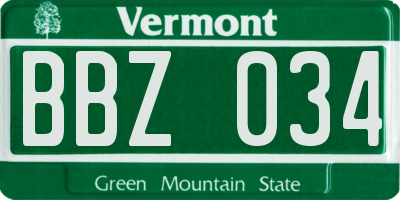 VT license plate BBZ034