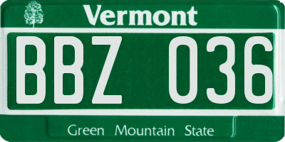 VT license plate BBZ036