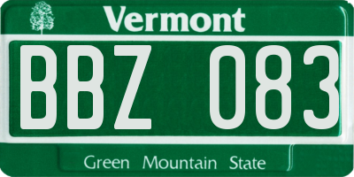 VT license plate BBZ083