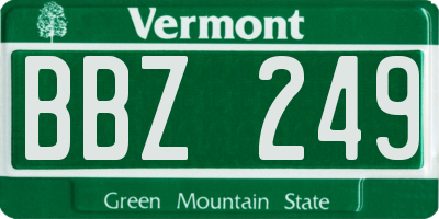 VT license plate BBZ249