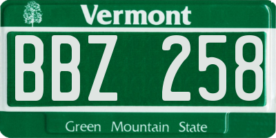 VT license plate BBZ258