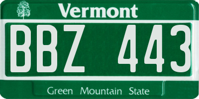 VT license plate BBZ443
