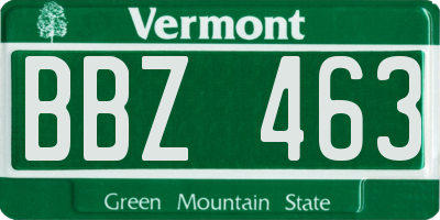 VT license plate BBZ463