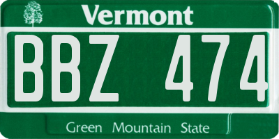 VT license plate BBZ474