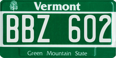 VT license plate BBZ602