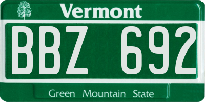 VT license plate BBZ692