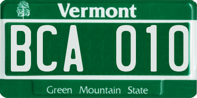 VT license plate BCA010