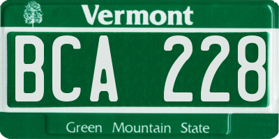 VT license plate BCA228