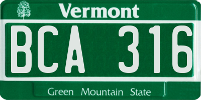 VT license plate BCA316