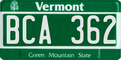 VT license plate BCA362
