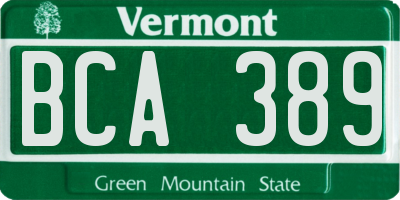 VT license plate BCA389
