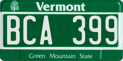VT license plate BCA399