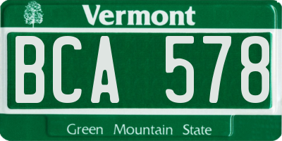 VT license plate BCA578
