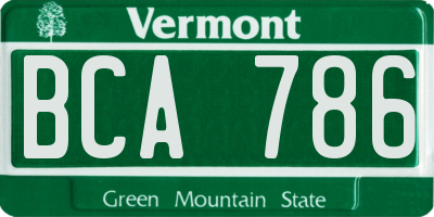 VT license plate BCA786