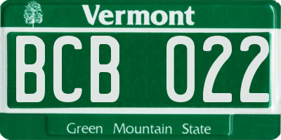 VT license plate BCB022