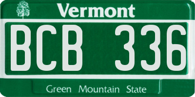 VT license plate BCB336