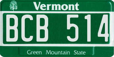 VT license plate BCB514