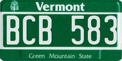 VT license plate BCB583