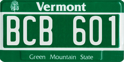 VT license plate BCB601