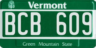 VT license plate BCB609