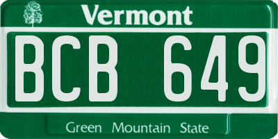 VT license plate BCB649