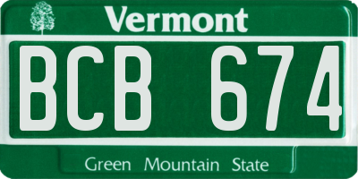 VT license plate BCB674