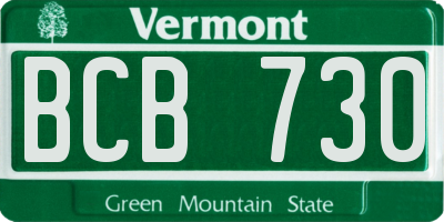 VT license plate BCB730