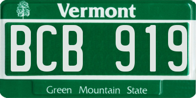 VT license plate BCB919