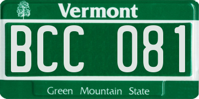 VT license plate BCC081