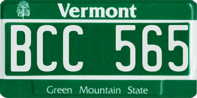 VT license plate BCC565