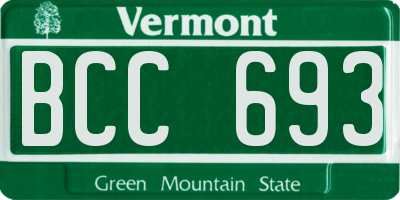 VT license plate BCC693