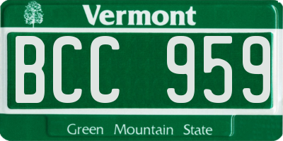 VT license plate BCC959