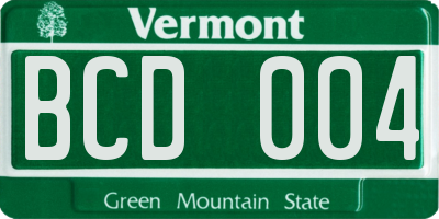 VT license plate BCD004