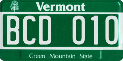 VT license plate BCD010