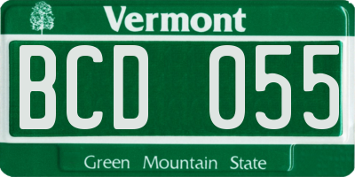 VT license plate BCD055