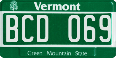 VT license plate BCD069