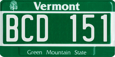VT license plate BCD151
