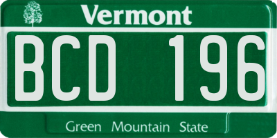 VT license plate BCD196