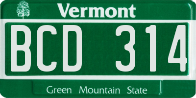 VT license plate BCD314