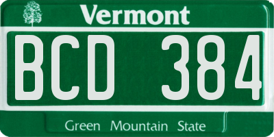VT license plate BCD384