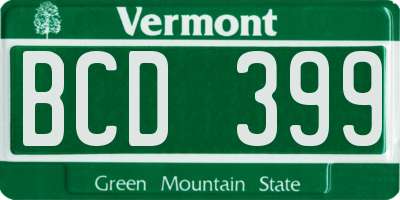 VT license plate BCD399