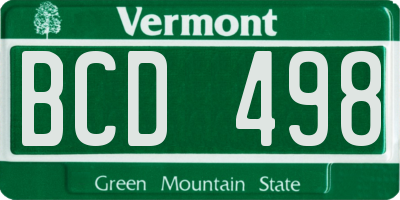 VT license plate BCD498