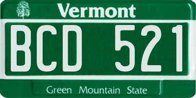 VT license plate BCD521
