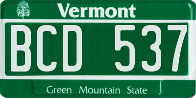 VT license plate BCD537
