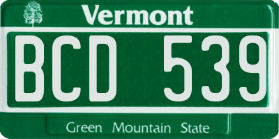 VT license plate BCD539