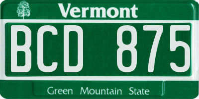 VT license plate BCD875