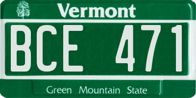 VT license plate BCE471