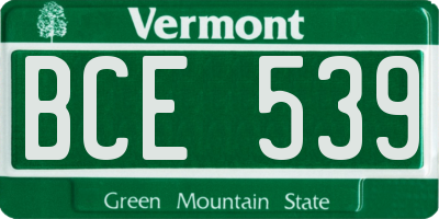 VT license plate BCE539