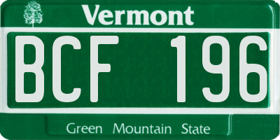 VT license plate BCF196