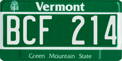 VT license plate BCF214